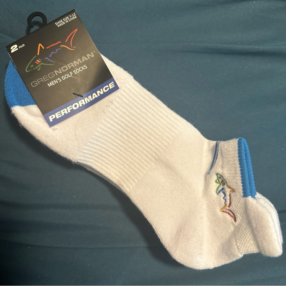 Greg Norman Collection Men's White and Blue Golf Socks